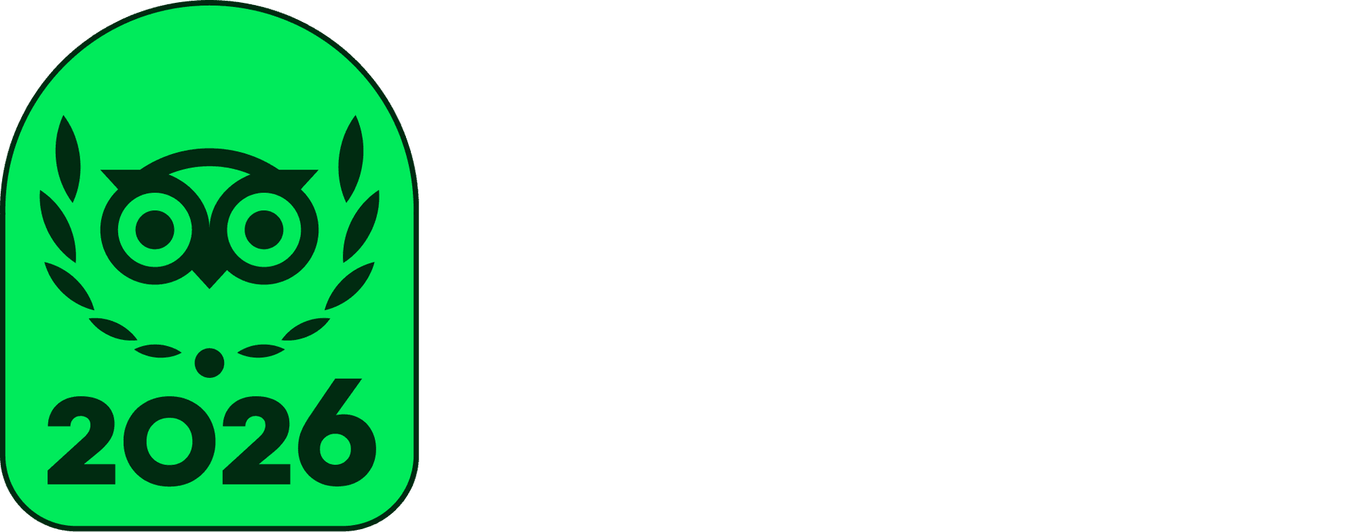 Tripadvisor Travelers’ Choice 2026 badge with green owl laurel icon and white logo text on black