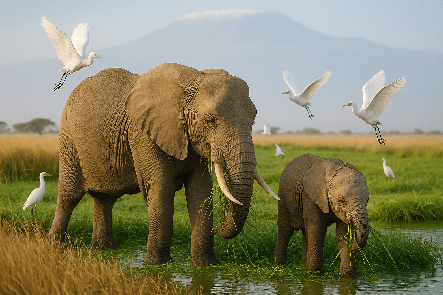 Day 2: Full day private game drives in Amboseli National Park